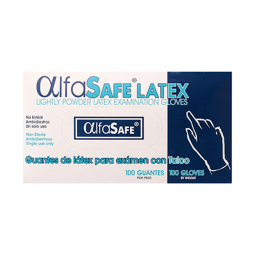 Guante de Latex de Exámen Alfasafe Talla M Caja x 100 und