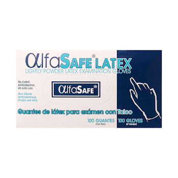 Guante de Latex de Exámen Alfasafe Talla M Caja x 100 und  
