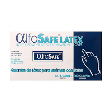 Guante de Latex de Exámen Alfasafe Talla M Caja x 100 und  