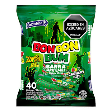 Caramelos Blandos   Colombina Zombie Crunchy Fresa Halloween X 400 gr 